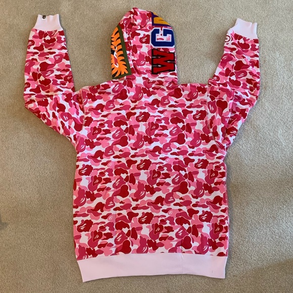 Bape Pink ABC Camo Shark Hoodie Zip-Up - Picture 2 of 8